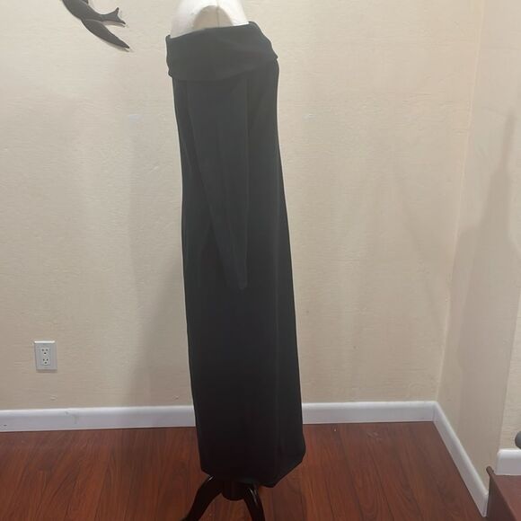 NEW! Peruvian Connection Black Pima Cotton Portrait Collar Long Sleeve Dress - M - Picture 2 of 12